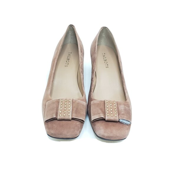 Talbots Womens Heels Blush Suede Bow Block Pumps Gold Stud Detail Brazil 7.5 B - Picture 3 of 10